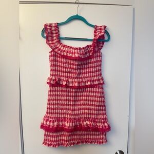 Tularosa checkered ruffle mini dress